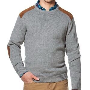 Chaps Gray Crewneck Sweater with Brown Accents